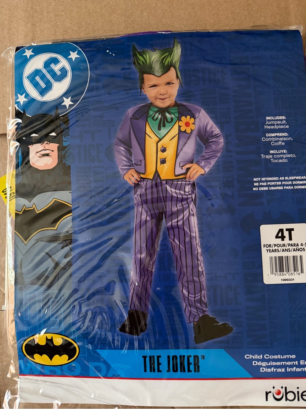 Rubie's Joker Kids Costume - Purple, Green & Yellow